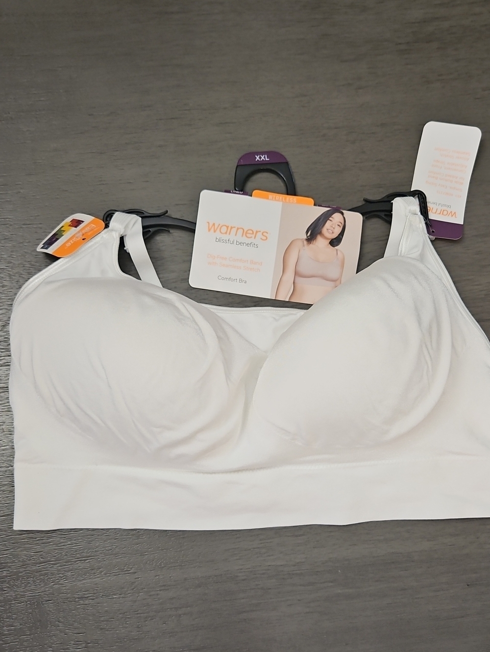 Warners Blissful Benefits Wireless Comfort Bra XXL White NWT